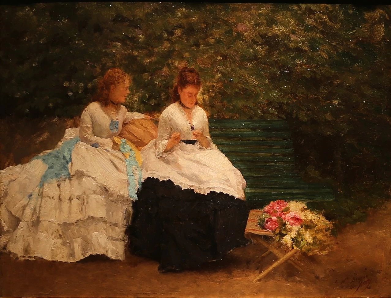 Giuseppe De Nittis - 129, Suzane e madelein Boussod in giardino, 1874